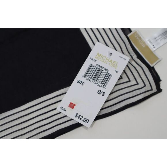 Michael Kors Black and White MK Logo Square Scarf - Picture 6 of 8